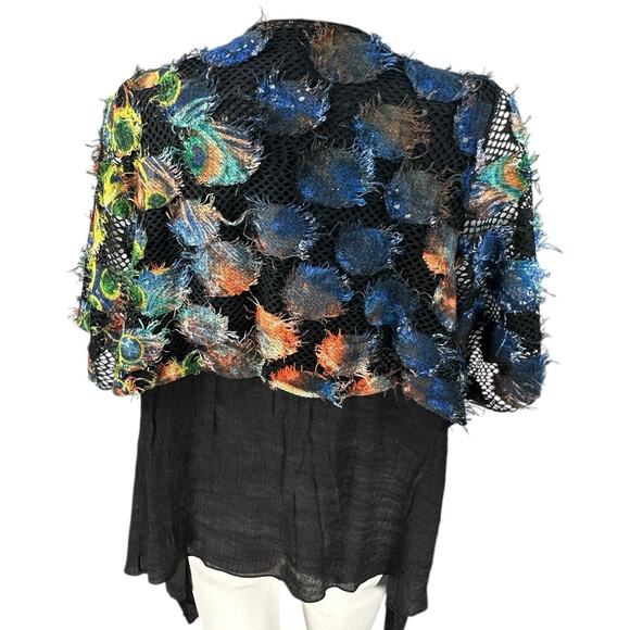 Pretty Angel Topper Blouse Womens Size Large Asymmetric Linen Blend Boho Artsy - Picture 8 of 11